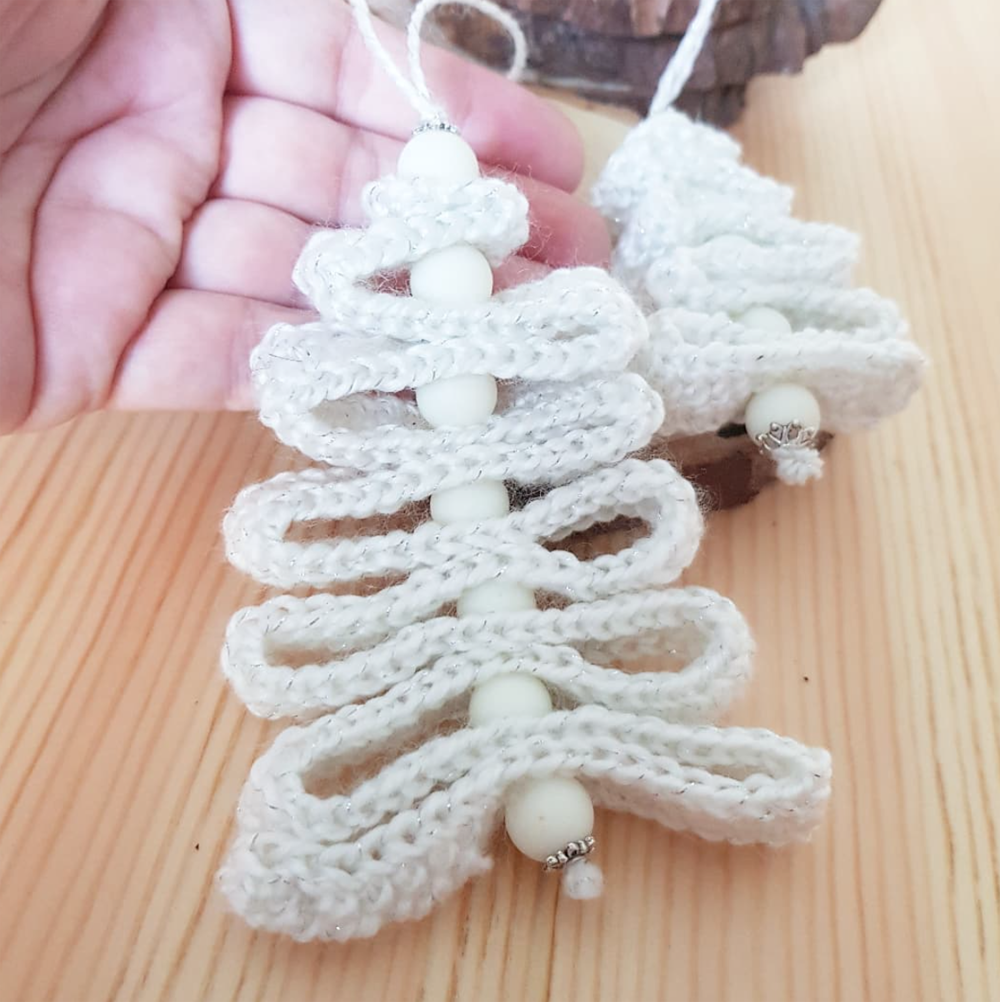 White Crochet Christmas Tree to Hang - Xmas Home decor - C o c o F l o w e r