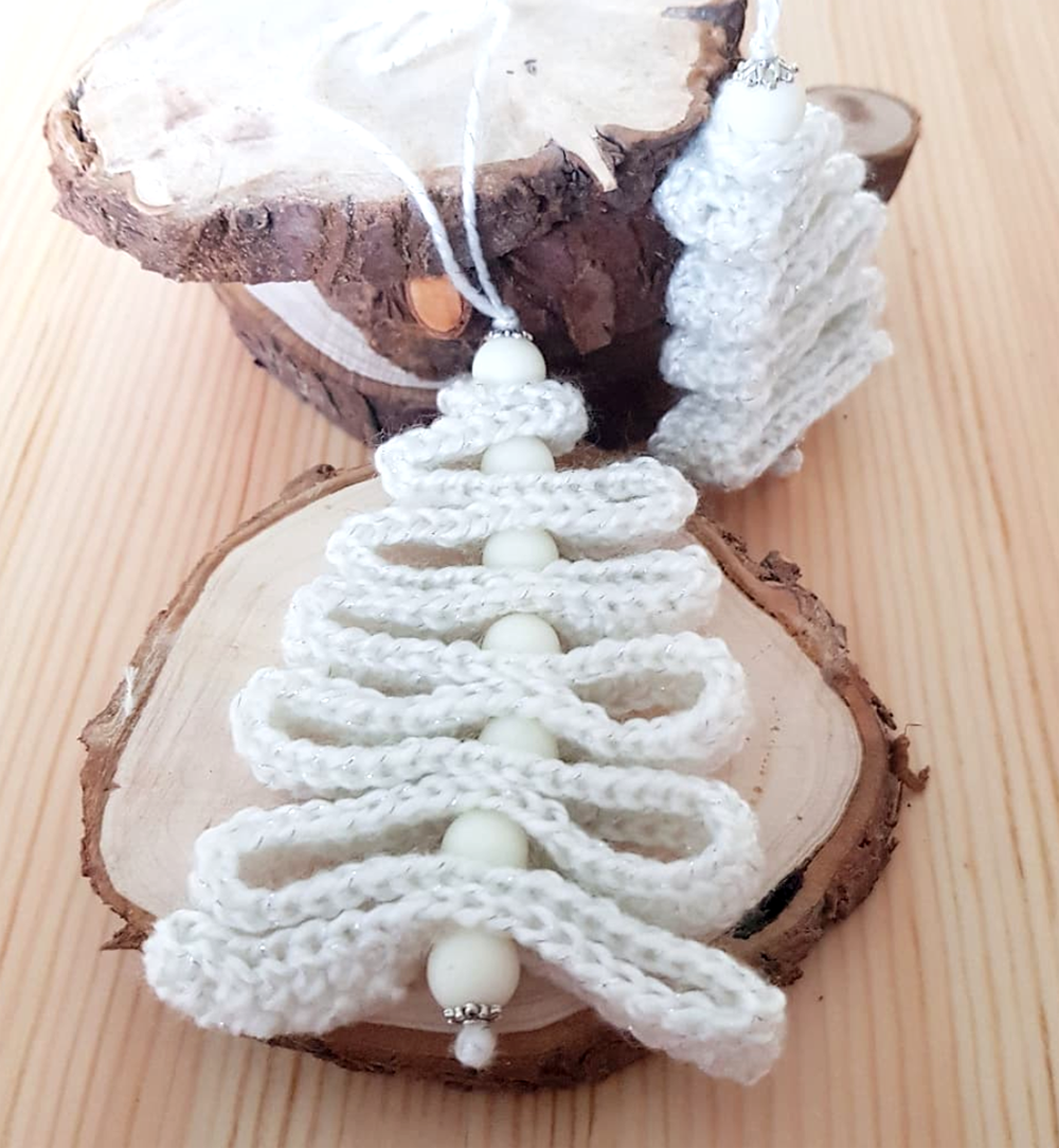 White Crochet Christmas Tree to Hang - Xmas Home decor - C o c o F l o w e r