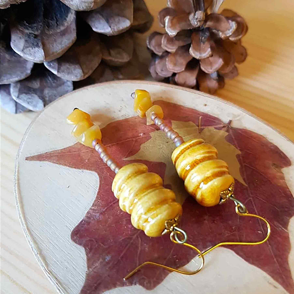 Buzzing Beauty: Yellow Queen Bee Ceramic Earrings